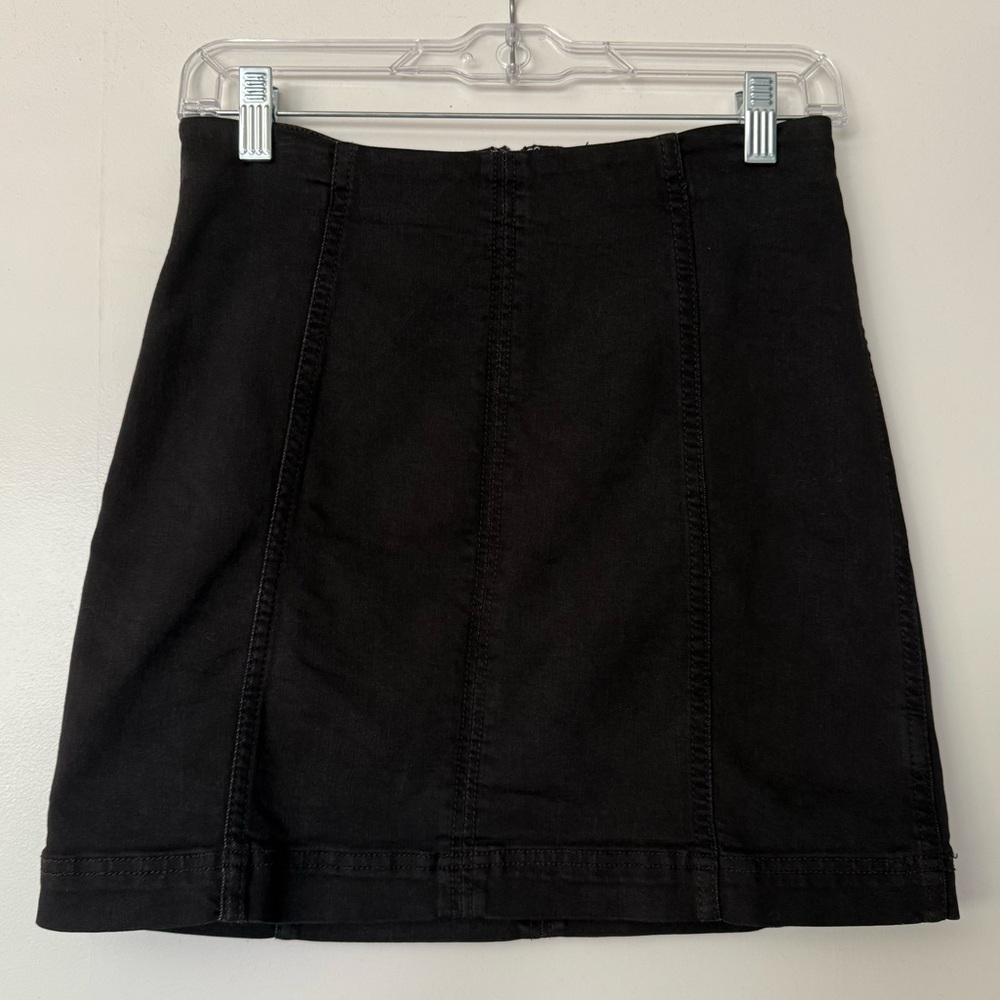 Free People Black Soft Denim Mini Skirt